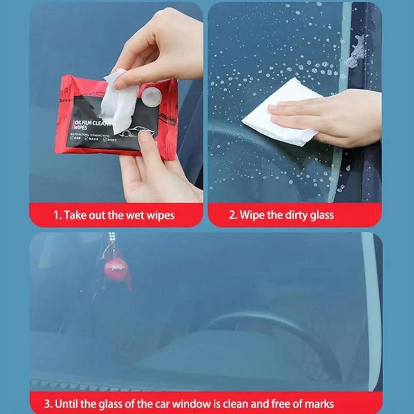 Automotive Oil Film Cleaning Wet Wipes (Pack of 2)